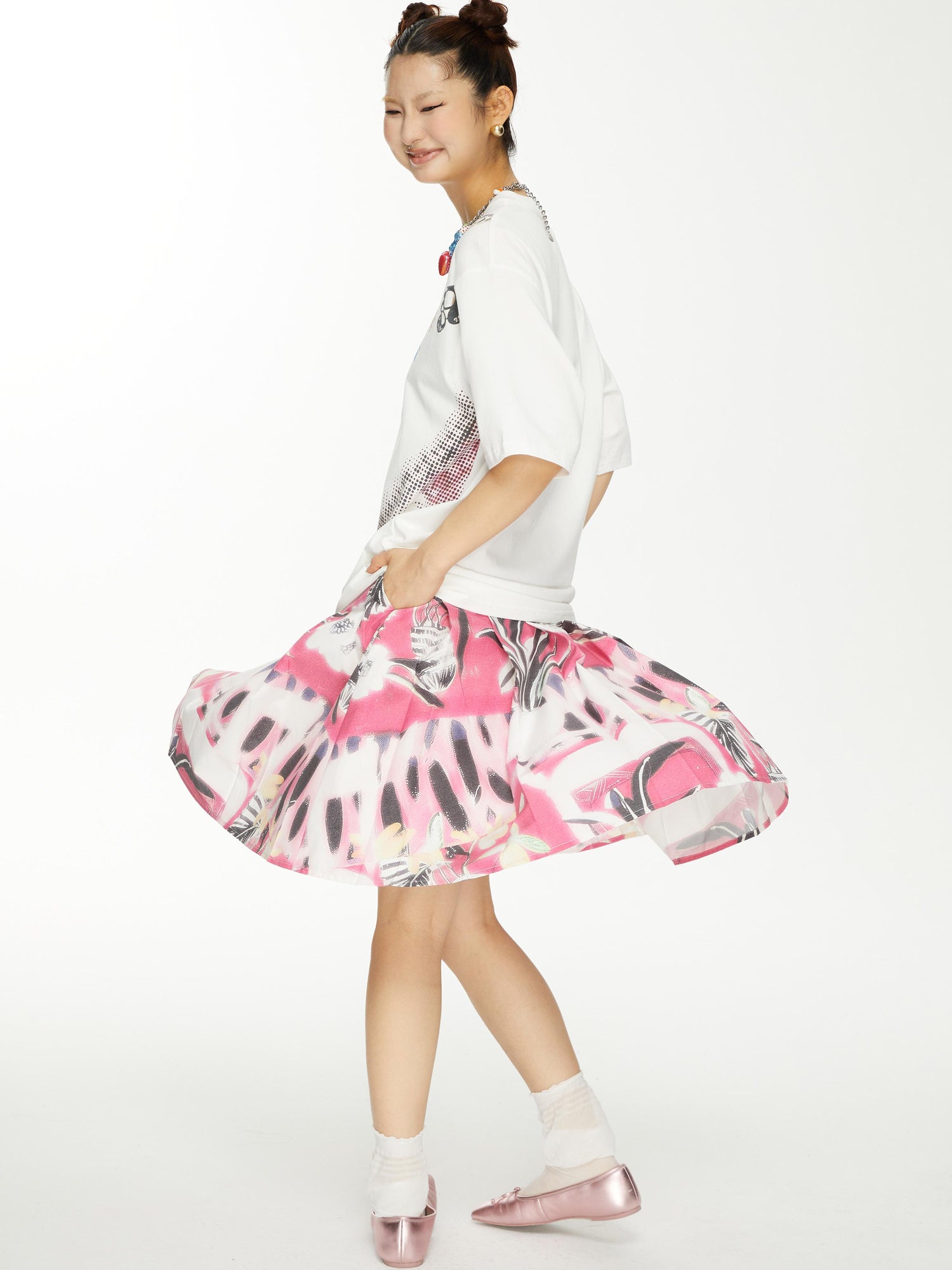 YOSHUYUKI s Strawberry Bow Print Oversized T Shirt