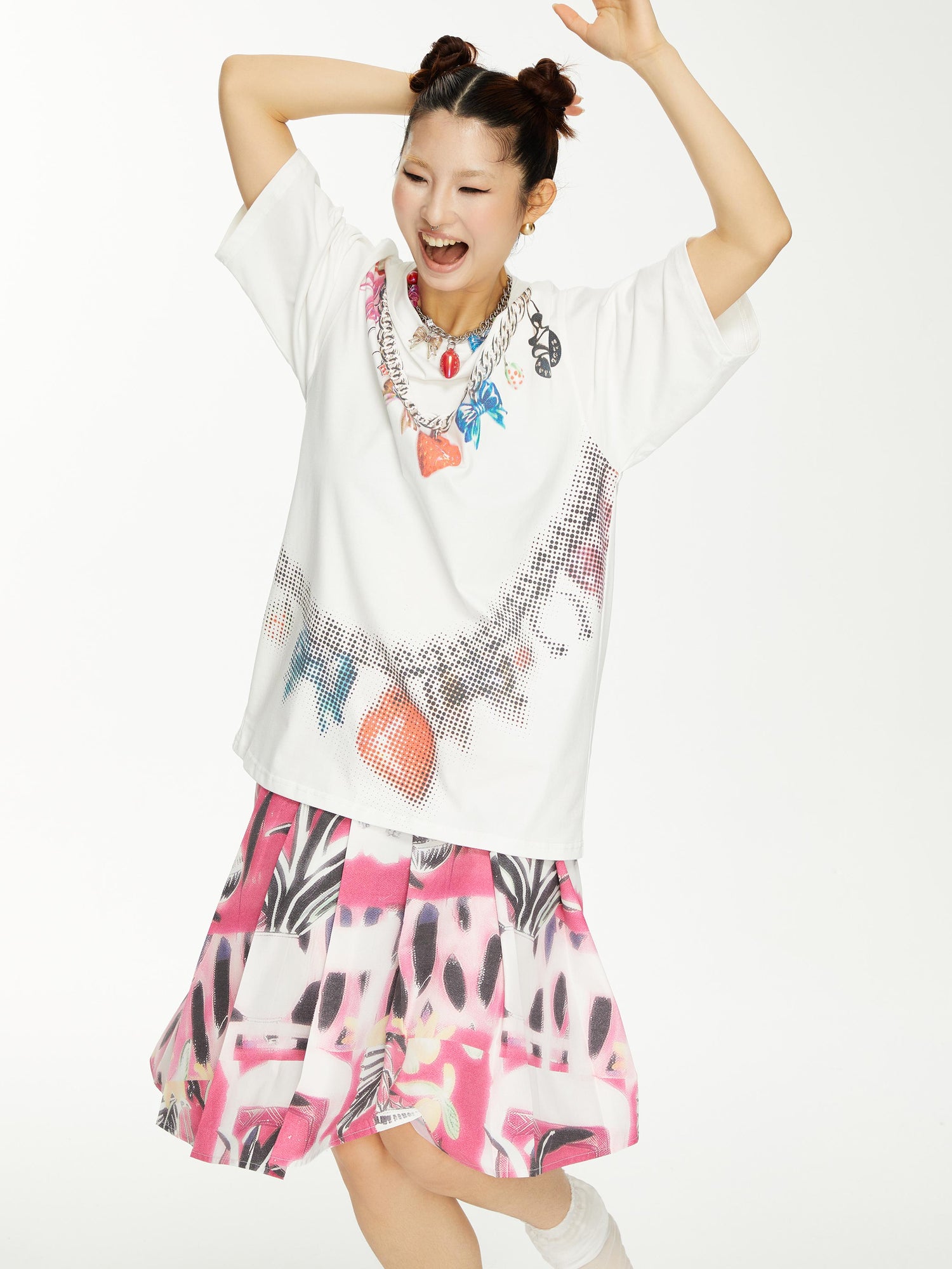 YOSHUYUKI s Strawberry Bow Print Oversized T Shirt