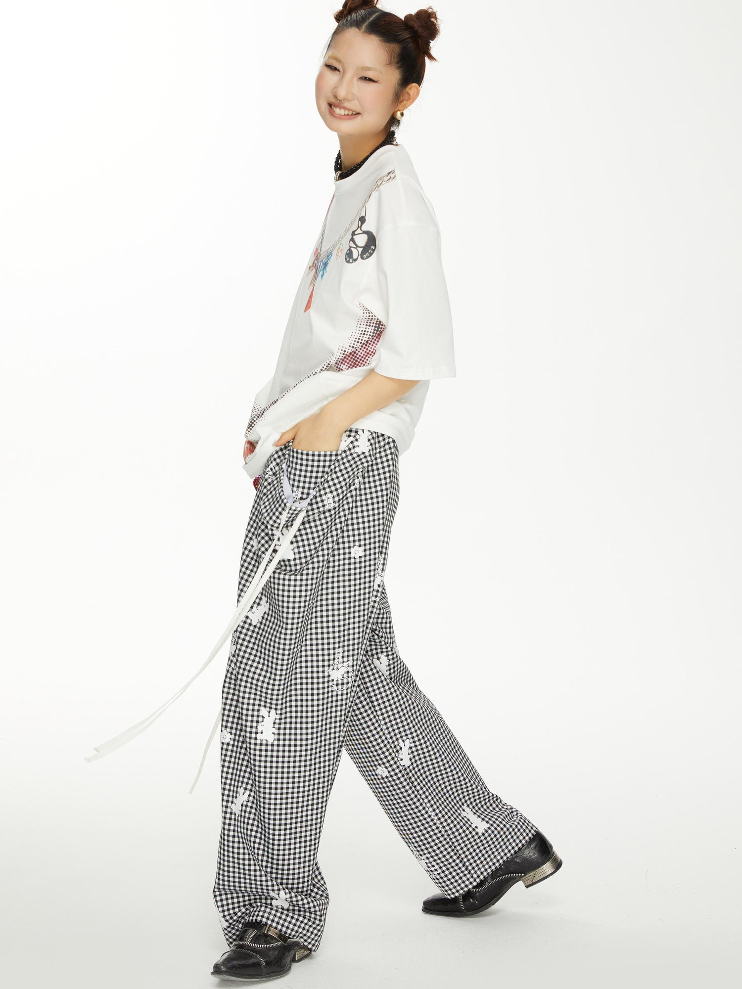 YOSHUYUKI s Strawberry Bow Print Oversized T Shirt
