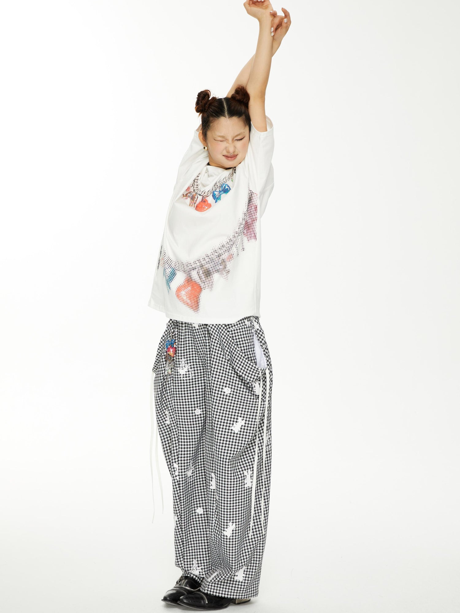 YOSHUYUKI s Strawberry Bow Print Oversized T Shirt