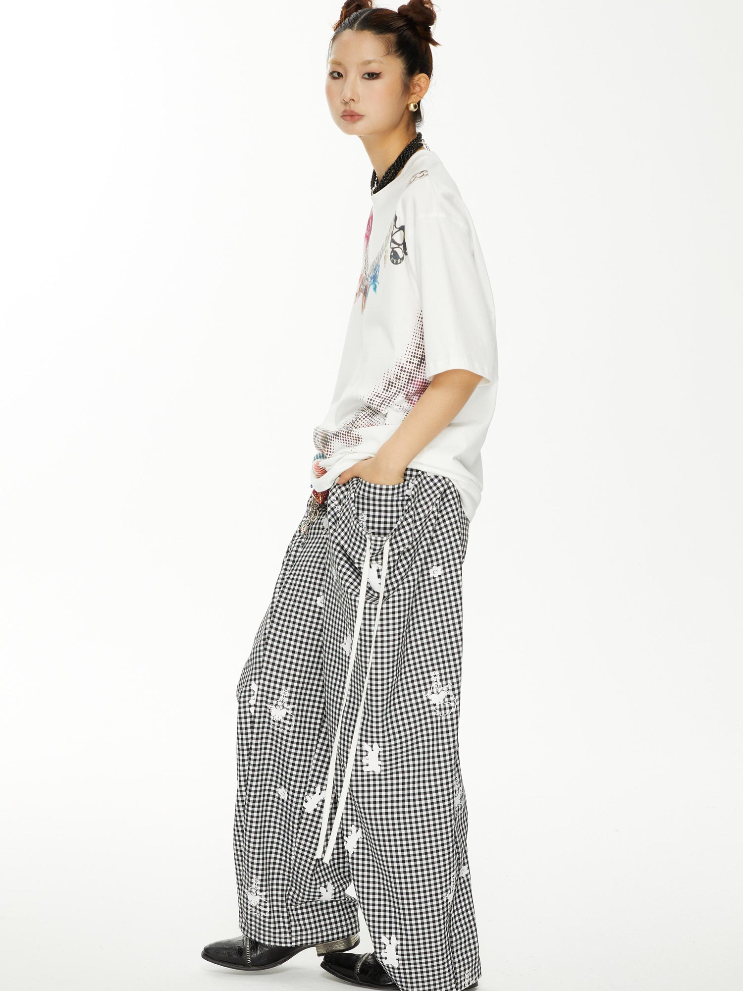 YOSHUYUKI s Strawberry Bow Print Oversized T Shirt