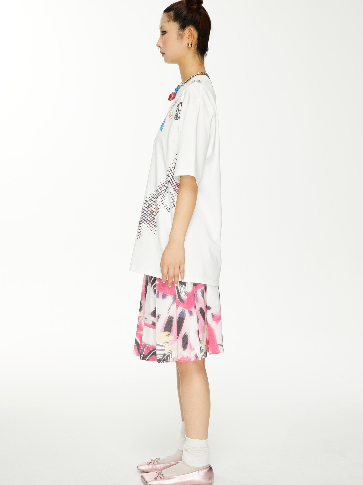 YOSHUYUKI s Strawberry Bow Print Oversized T Shirt