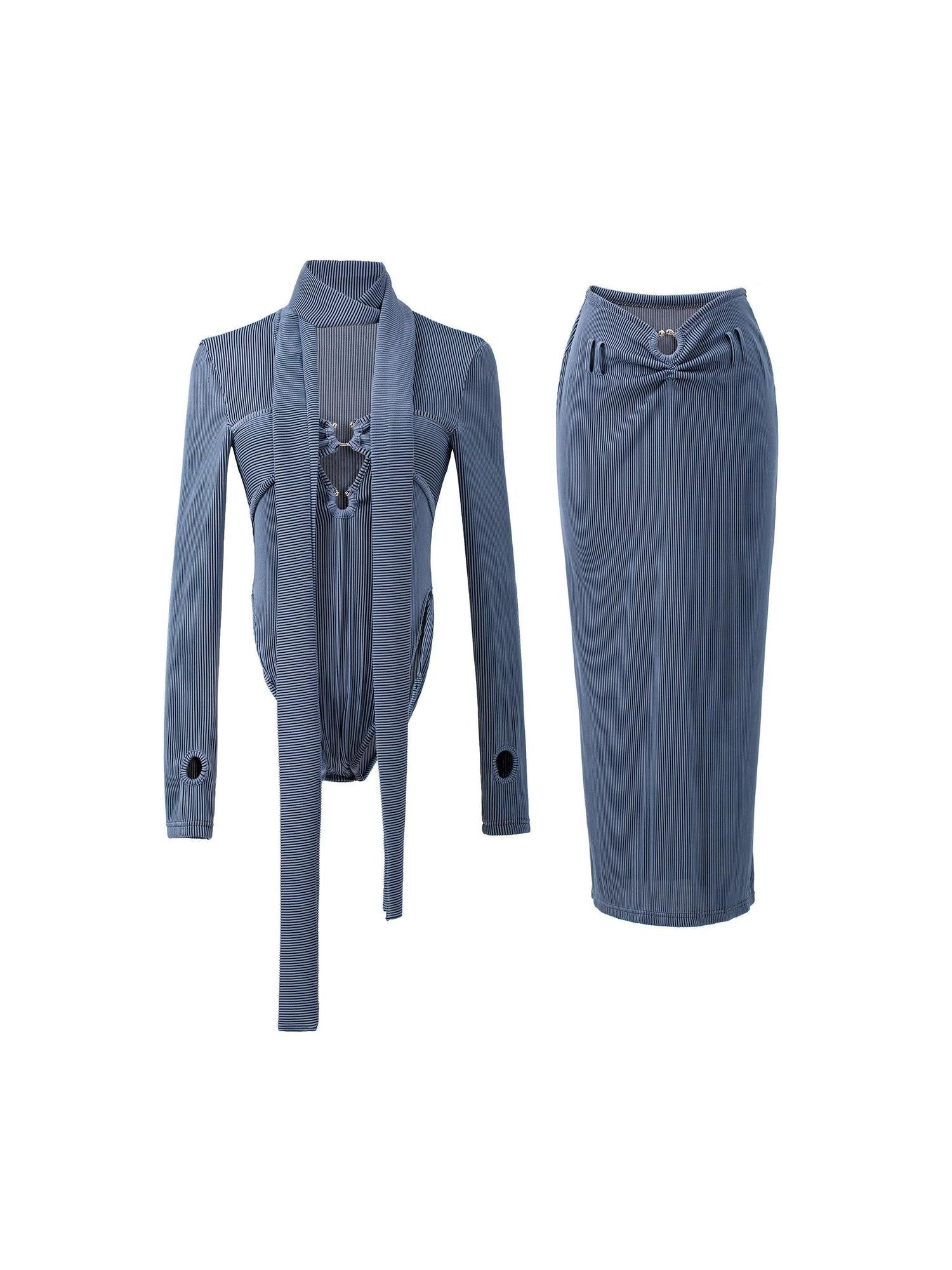 YZZI HE Cutout V-neck Long Sleeve Low Waist Bodycon Women&