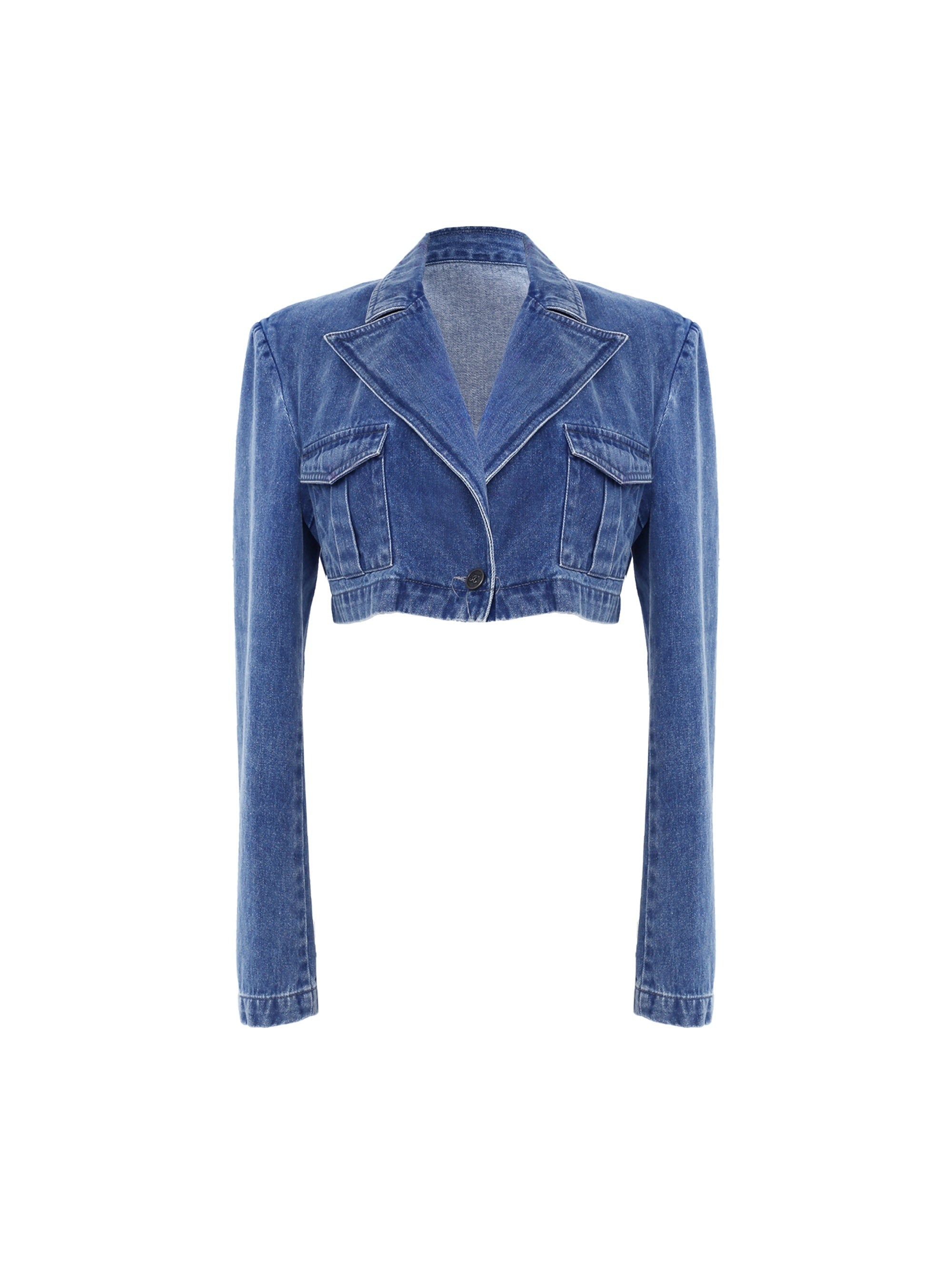 YZZI_HE_Distressed_Denim_Cropped_Blazer_Fishtail_Raw_Hem_Women&