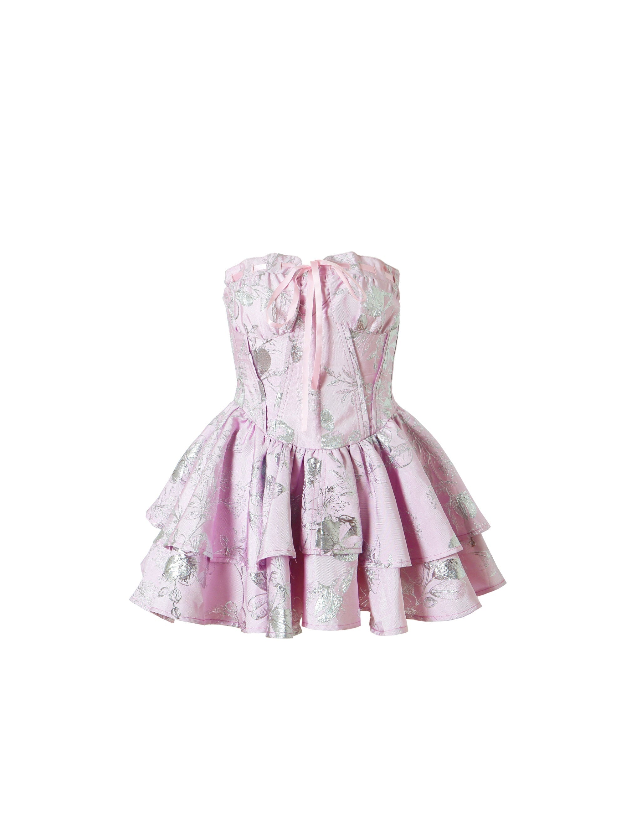 YZZI_HE_Pink_Shimmer_Floral_Princess_Puff_High_Waist_Women&