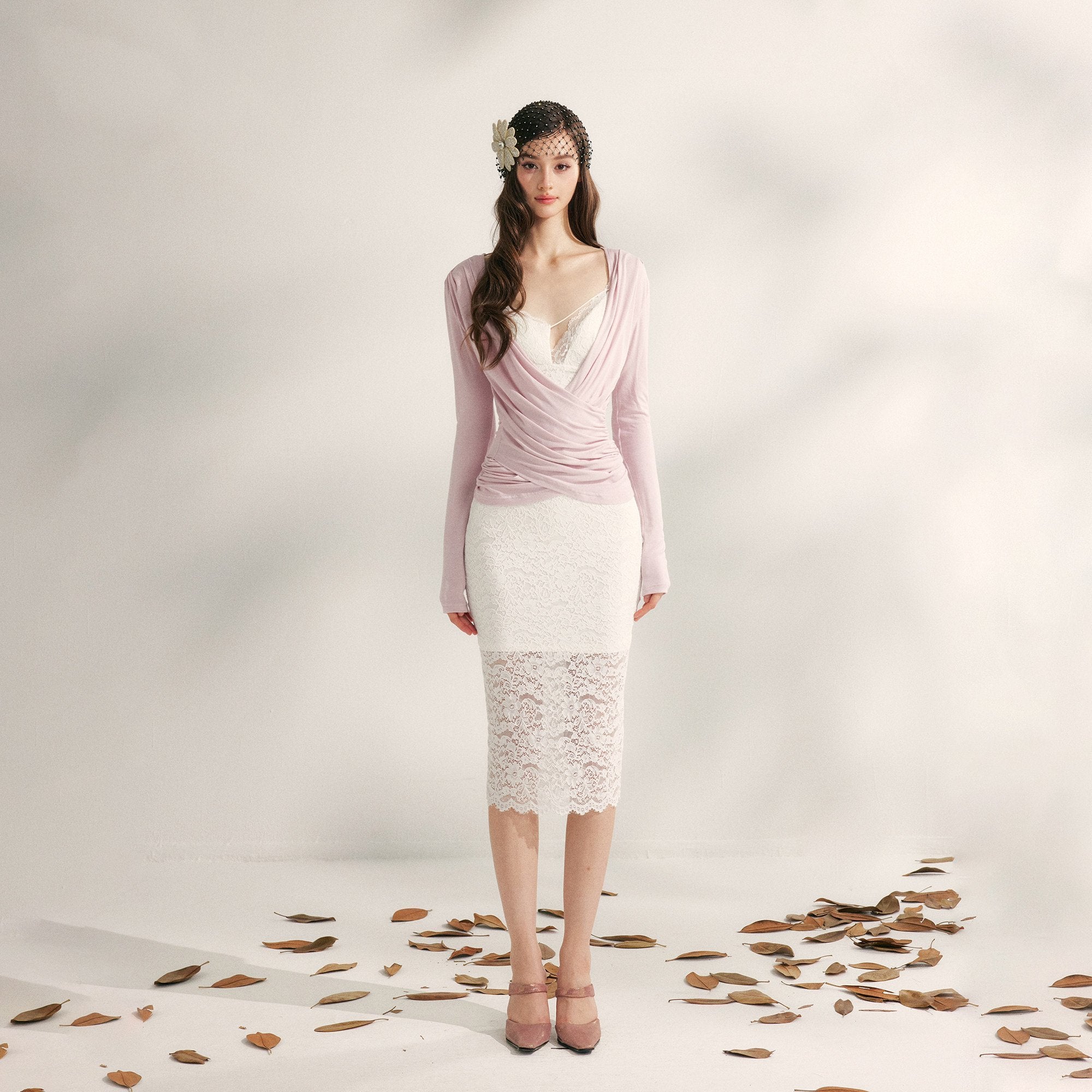 YZZI_HE_Pleated_Crossover_V-neck_Cinched_Waist_Women&