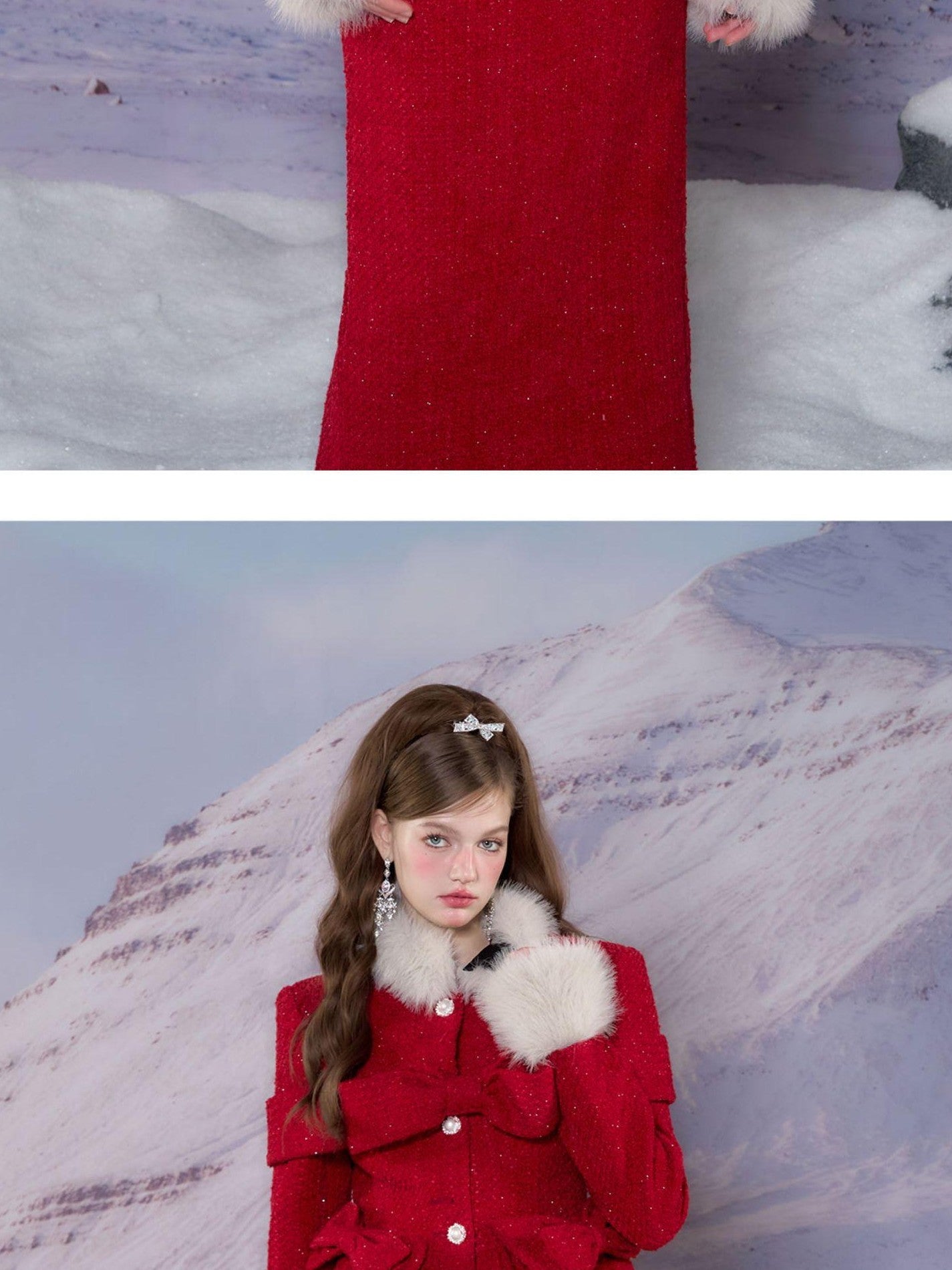 YZZI HE Red Tailored Coat And Skirt Women&