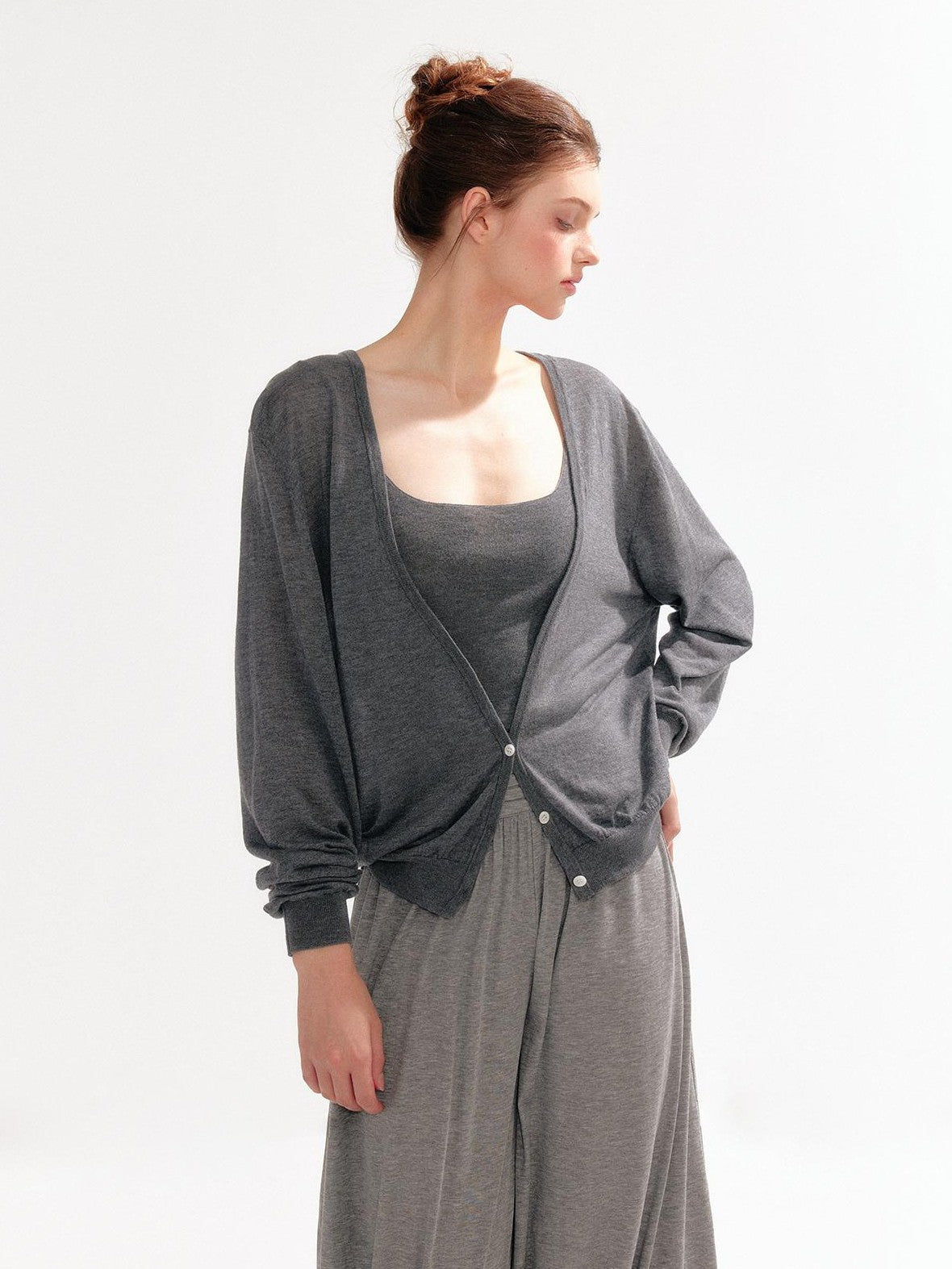 YZZI HE V-neck Long Sleeve Two Piece Slim Fit Women&