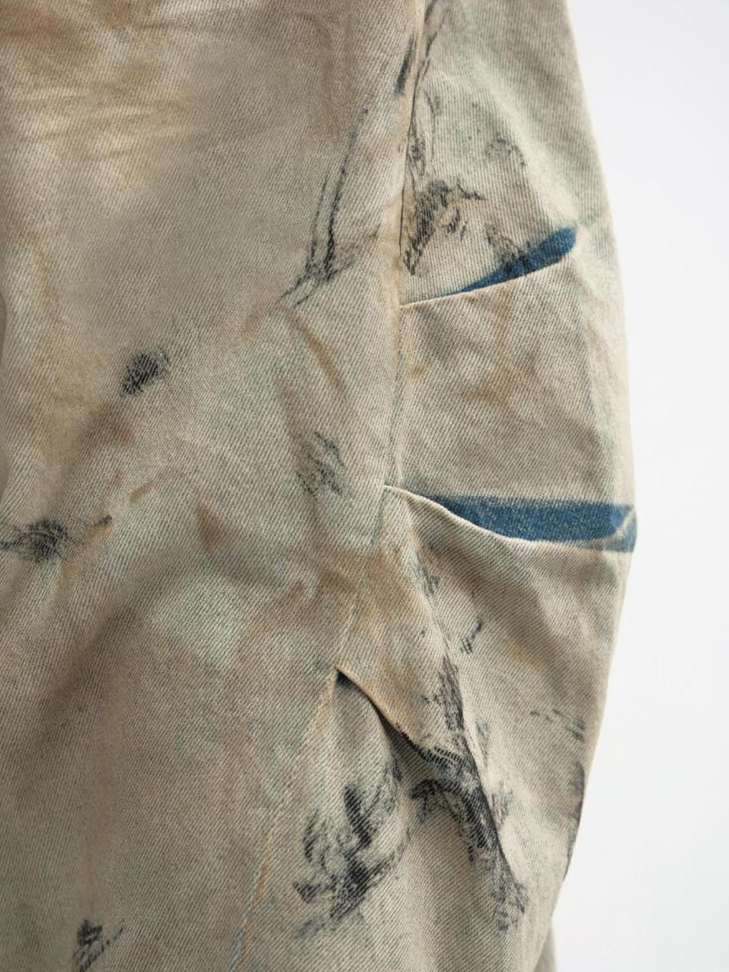 Peoplesense Yellow Clay Dyed Baggy Arc Jeans With 4D Pleats Custom Hardware