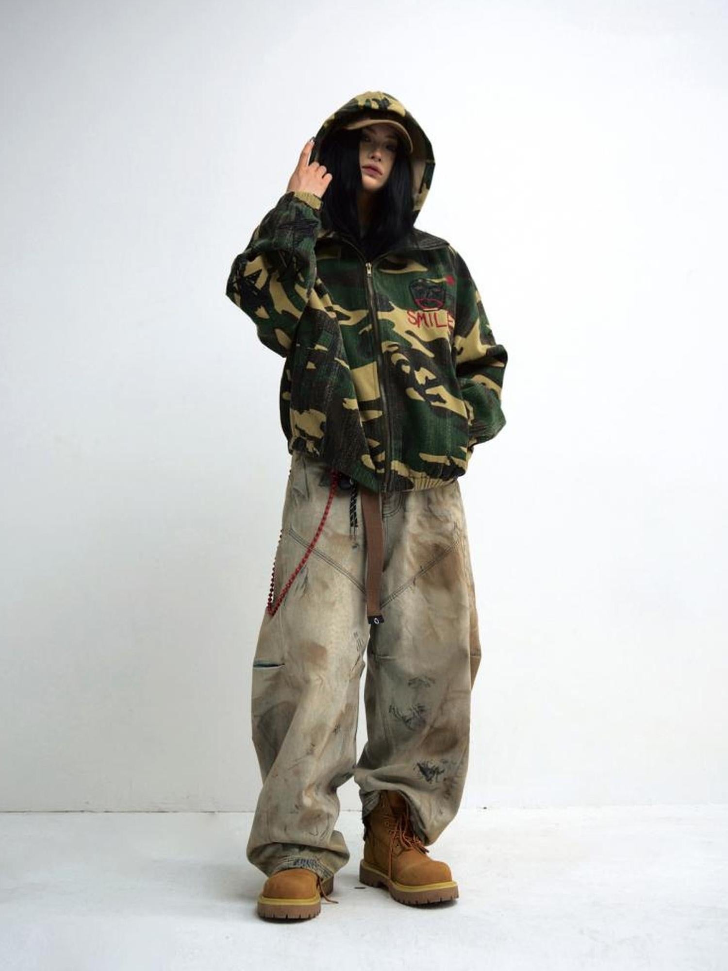 Peoplesense Yellow Clay Dyed Baggy Arc Jeans With 4D Pleats Custom Hardware