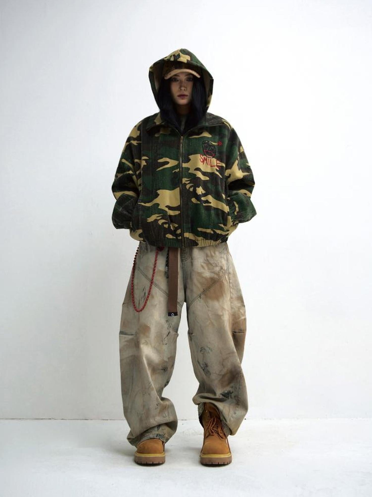 Peoplesense Yellow Clay Dyed Baggy Arc Jeans With 4D Pleats Custom Hardware