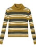 Women Striped Knit Sweater Short Sleeve Round Neck Slim Fit Top