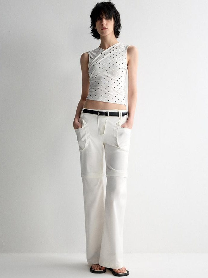 RUN TO THE FUTURE Recycled Fiber Original Micro Flare Low Waist Zip Fly Women Pocketed Chinos