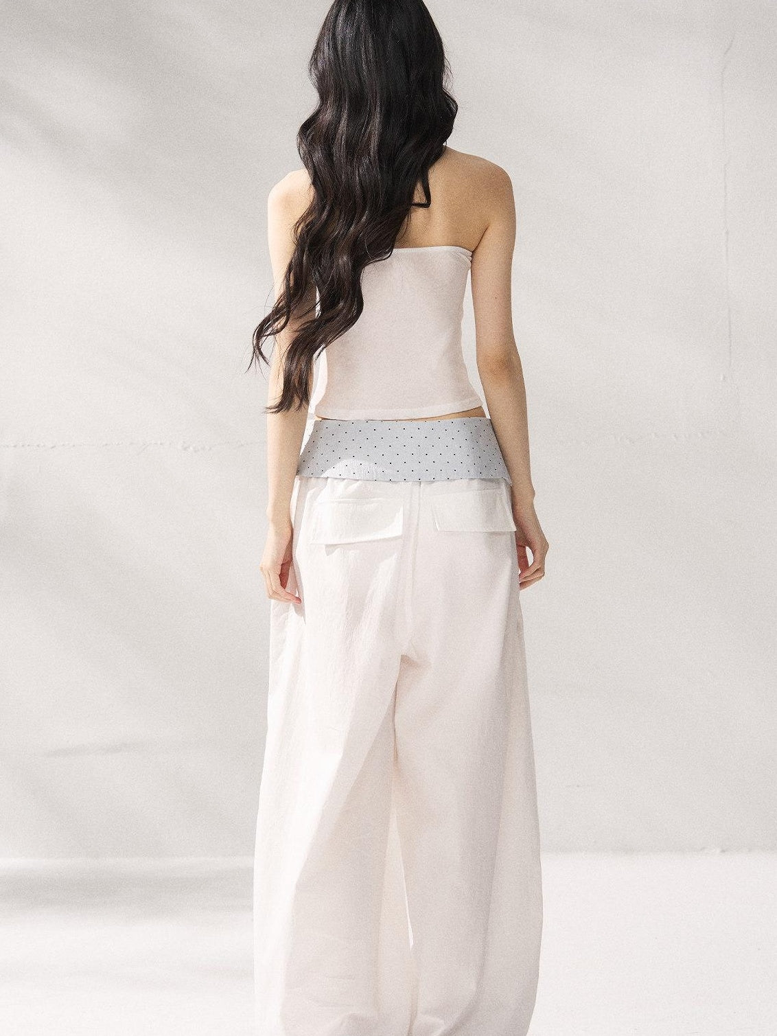 7Shiftin Polka Dot Bow Cropped Three Piece High Waist Sleeveless Women Top & Pants Sets