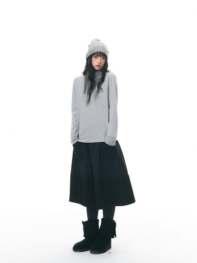 NAPSNAPS Star Print Brushed Fleece High Neck Women&