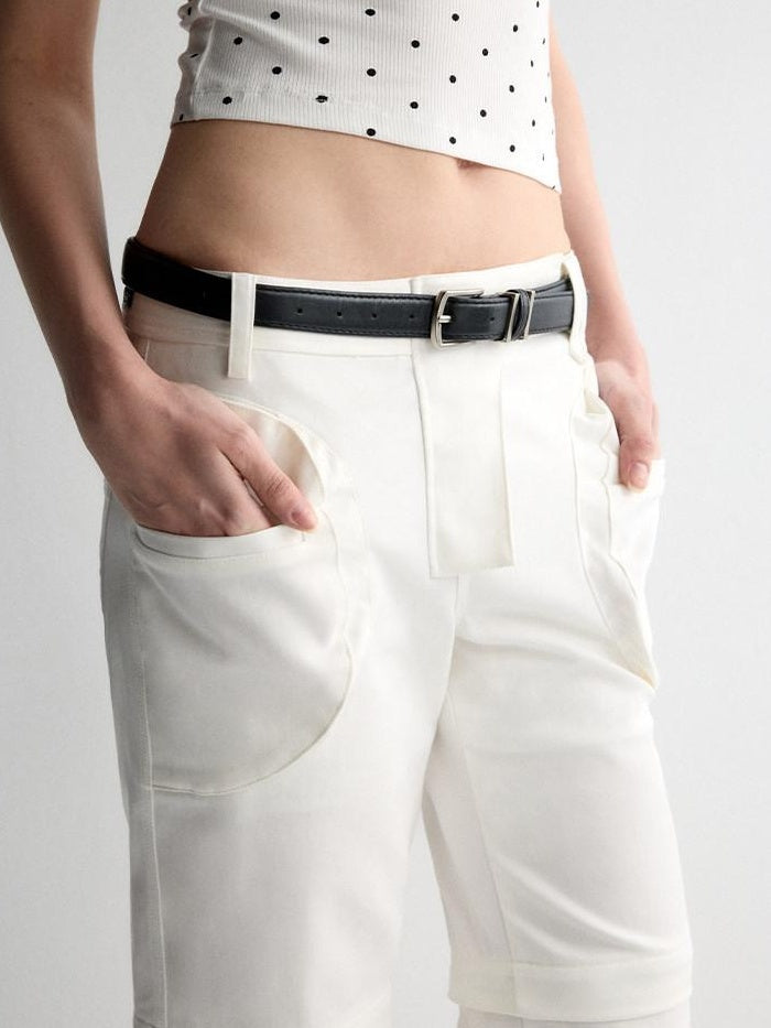 RUN TO THE FUTURE Recycled Fiber Original Micro Flare Low Waist Zip Fly Women Pocketed Chinos