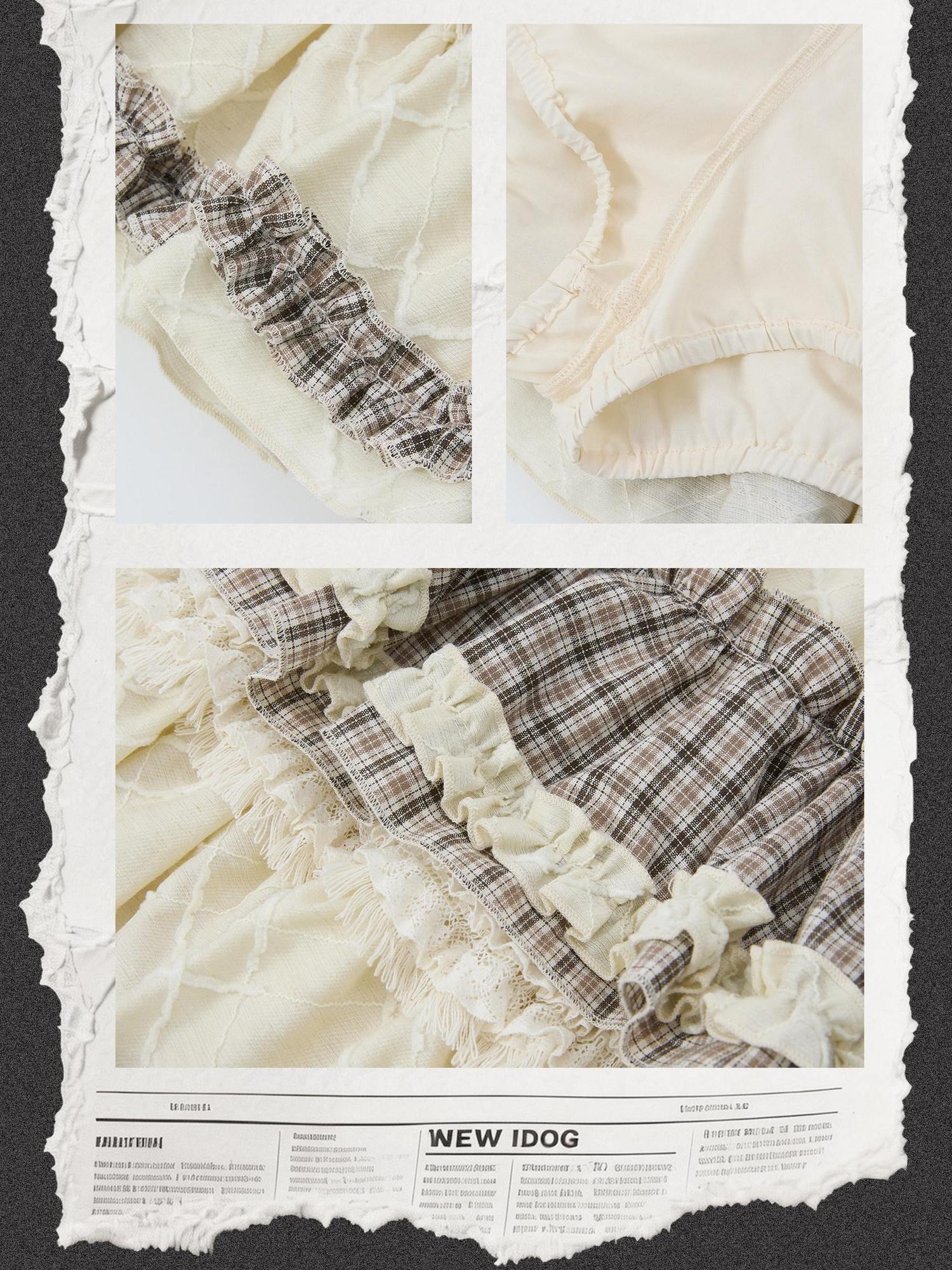 ALL iN plan Ruffle Cake Style Flared Mid Waist Women Cotton Blend Cream Tiered Skirts