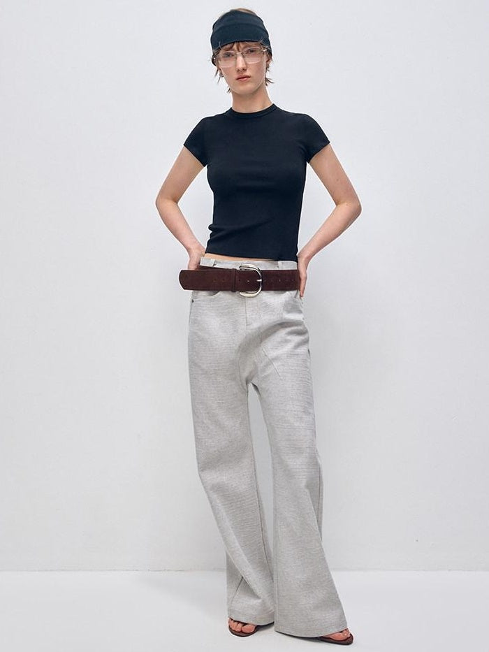 RUN TO THE FUTURE Minimalist Vintage Low Waist Zipper Pocket Office Womens Straight Pants