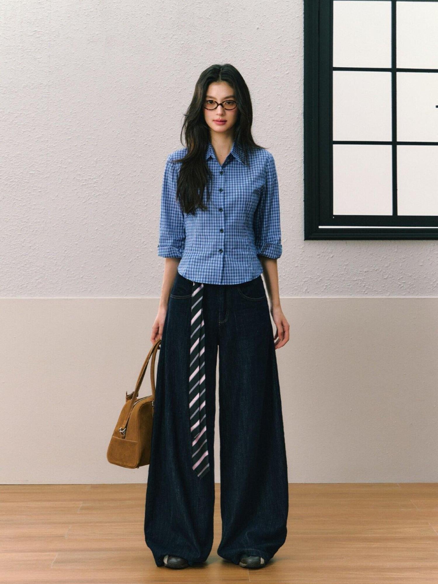 7Shiftin Soft Lightweight Striped Korean Style Casual Versatile Scarf Accessories