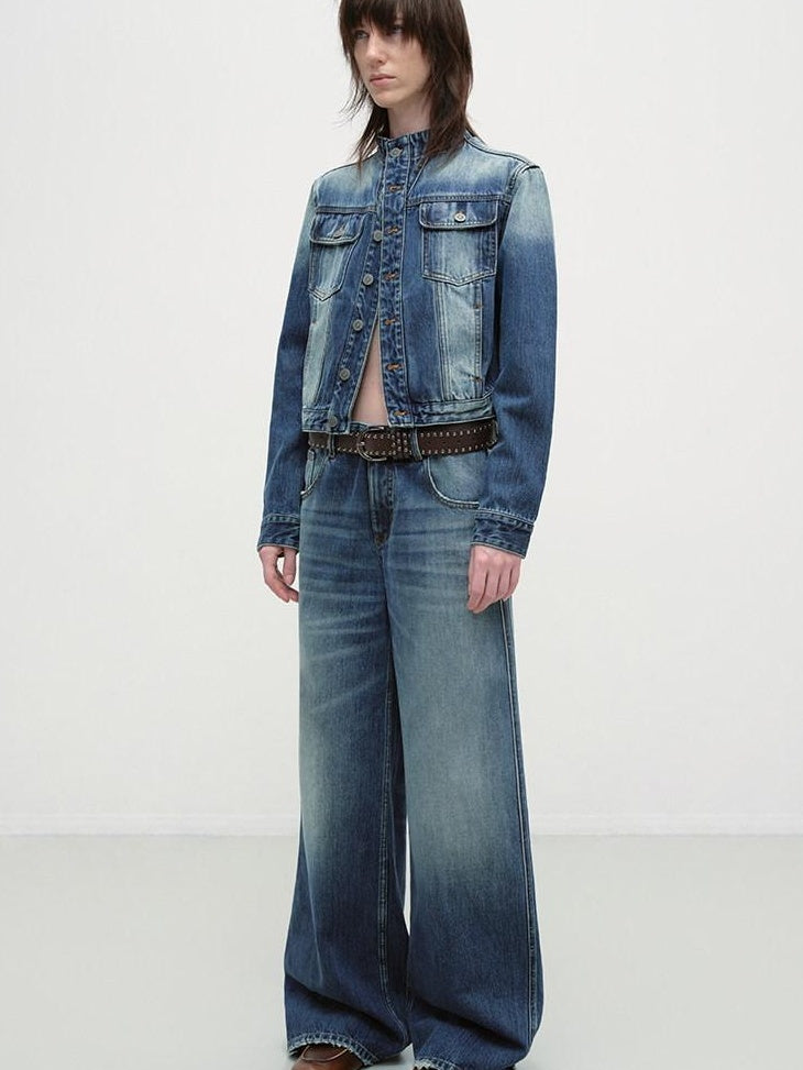 RUN TO THE FUTURE Durable Distressed Cotton Loose Fit Natural Waist Women Zip Fly Straight Jeans