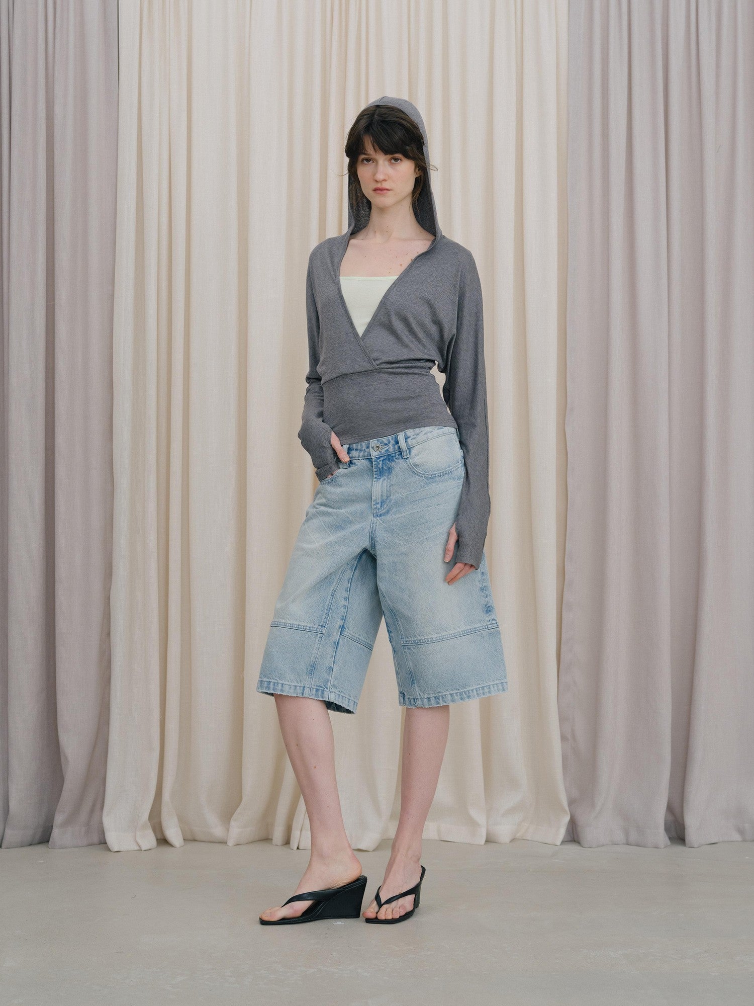 DKZ OFFICIAL Gray Colorblock Batwing Sleeve Women&