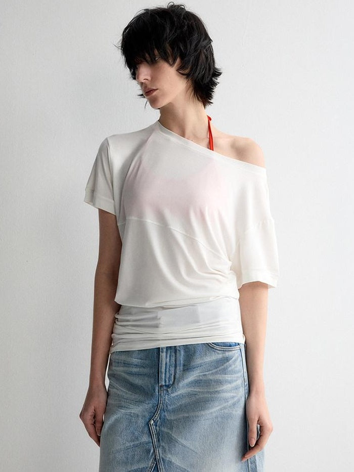 RUN TO THE FUTURE Breathable Modal Slim Fit Boat Neck Casual Women Solid Short Sleeve T-Shirts
