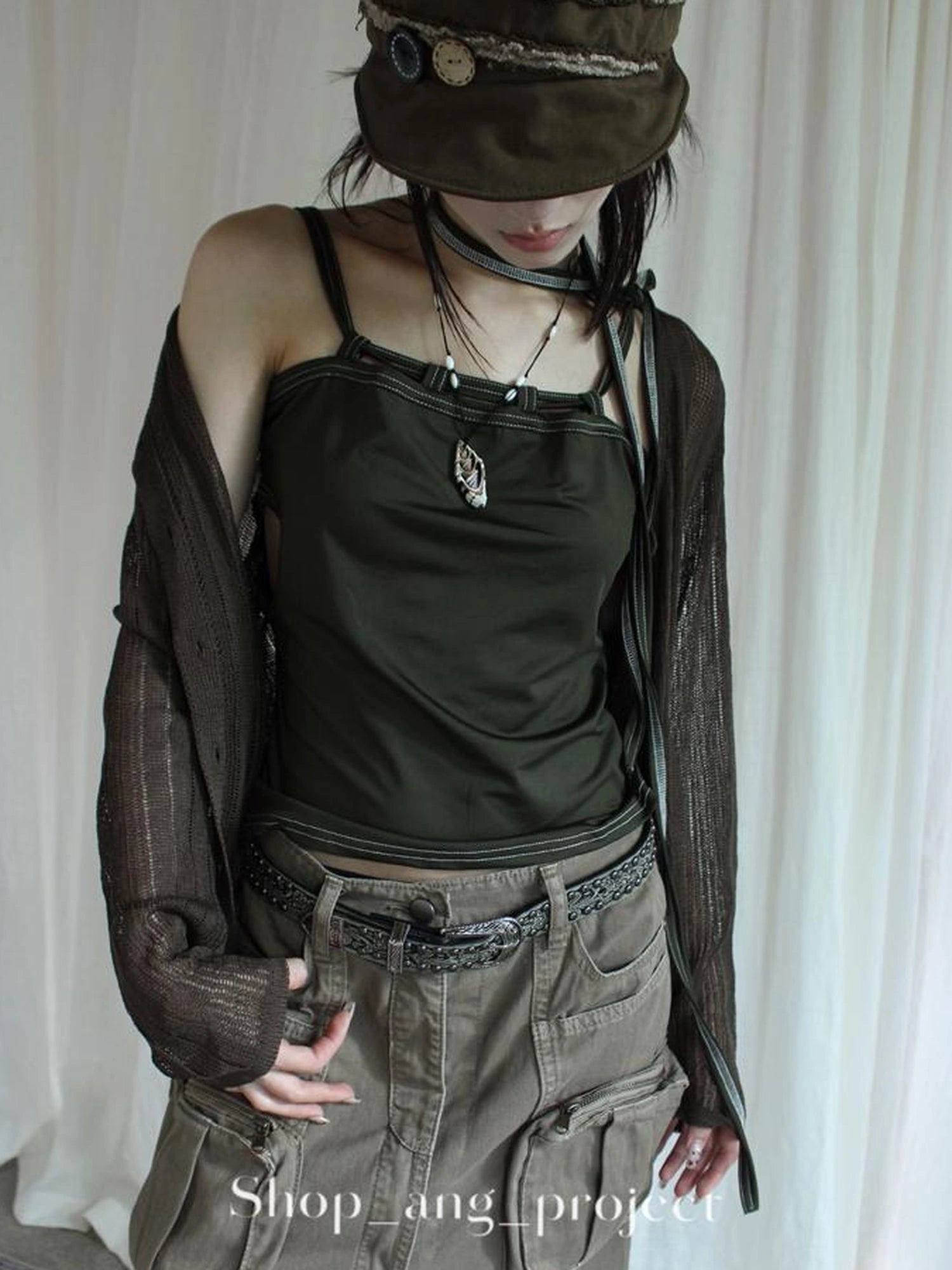 Antique Y2K Embossed Silver Gray Studded Belt