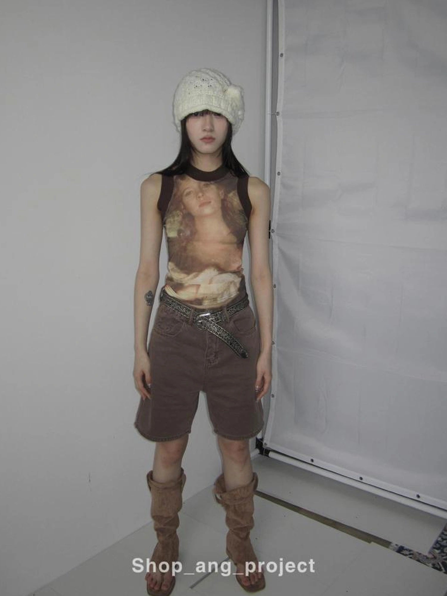 Antique Y2K Embossed Silver Gray Studded Belt