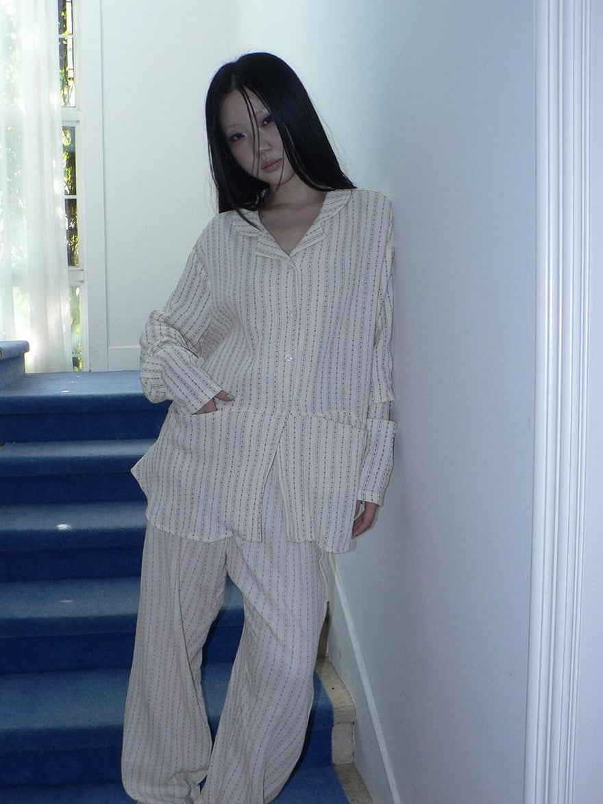 ang project Apricot Star Double Gauze Long Sleeve Button Front Women&