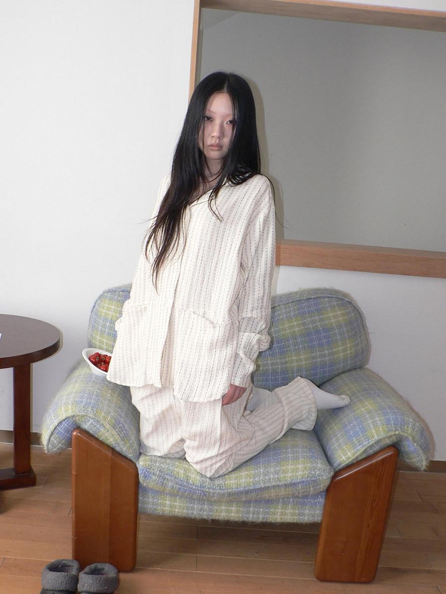 ang project Apricot Star Double Gauze Long Sleeve Button Front Women&