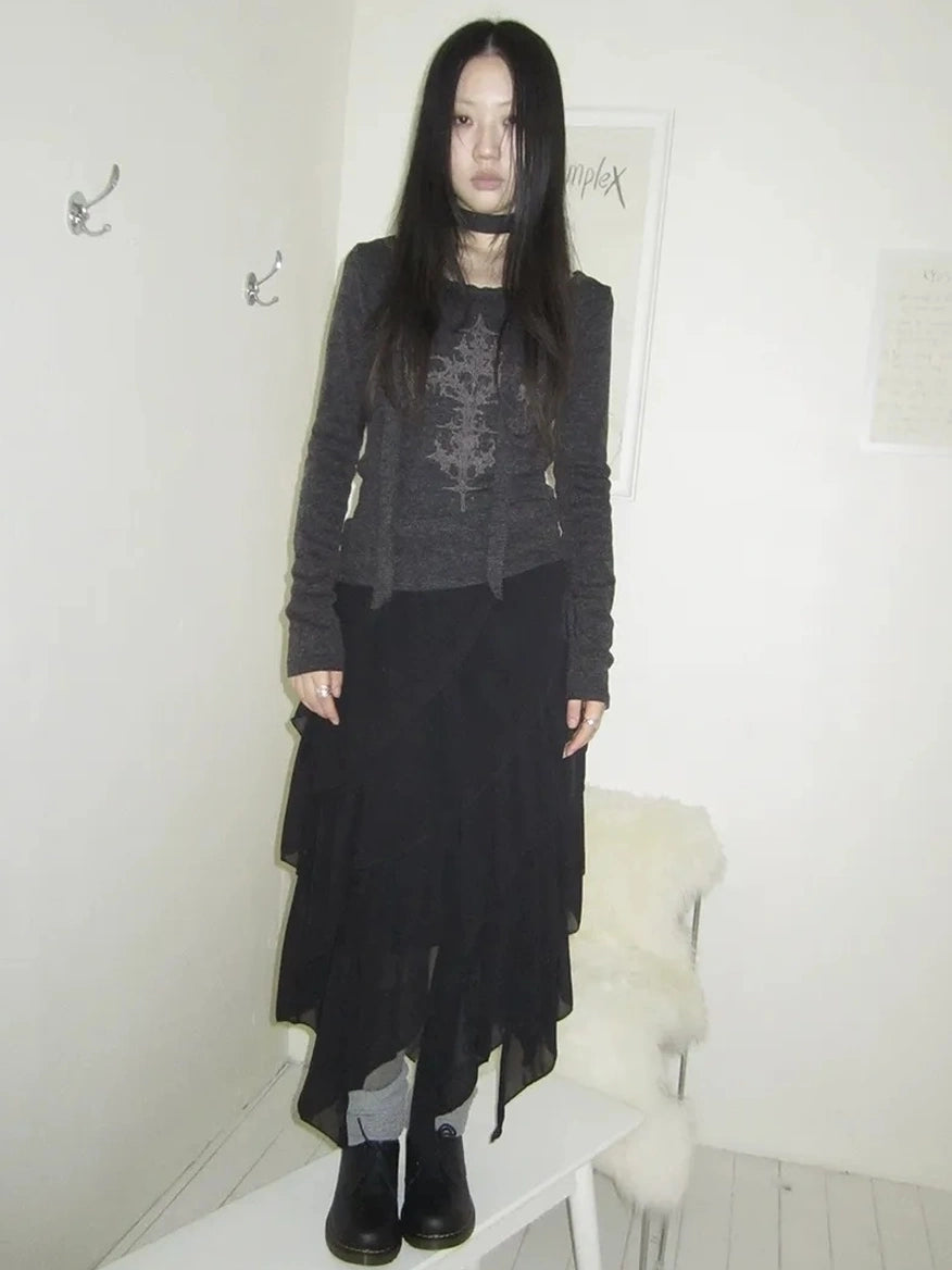 ang project Asymmetrical Chiffon A Line Skirt Skirt