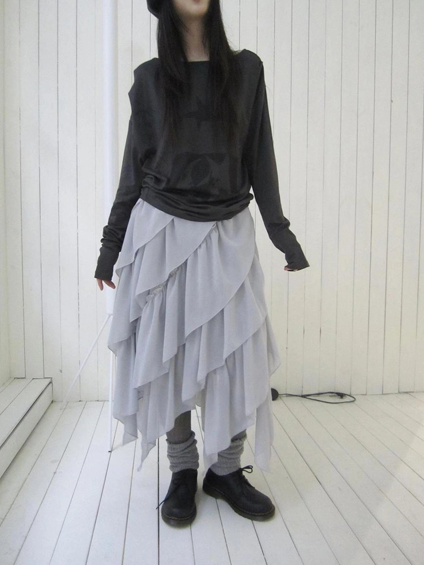 ang project Asymmetrical Chiffon A Line Skirt Skirt