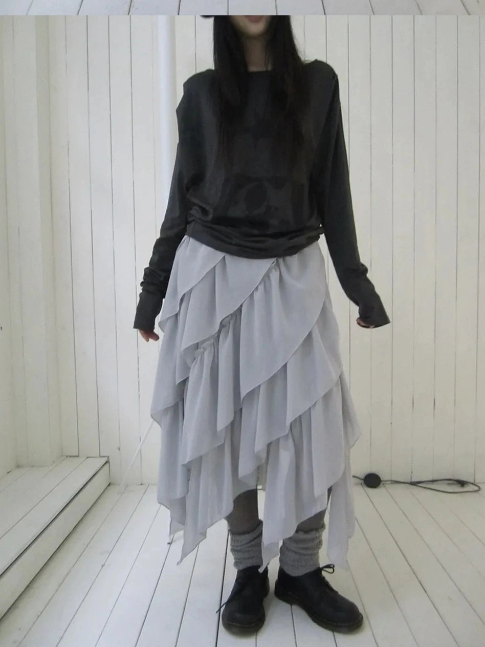 ang project Asymmetrical Chiffon A Line Skirt Skirt