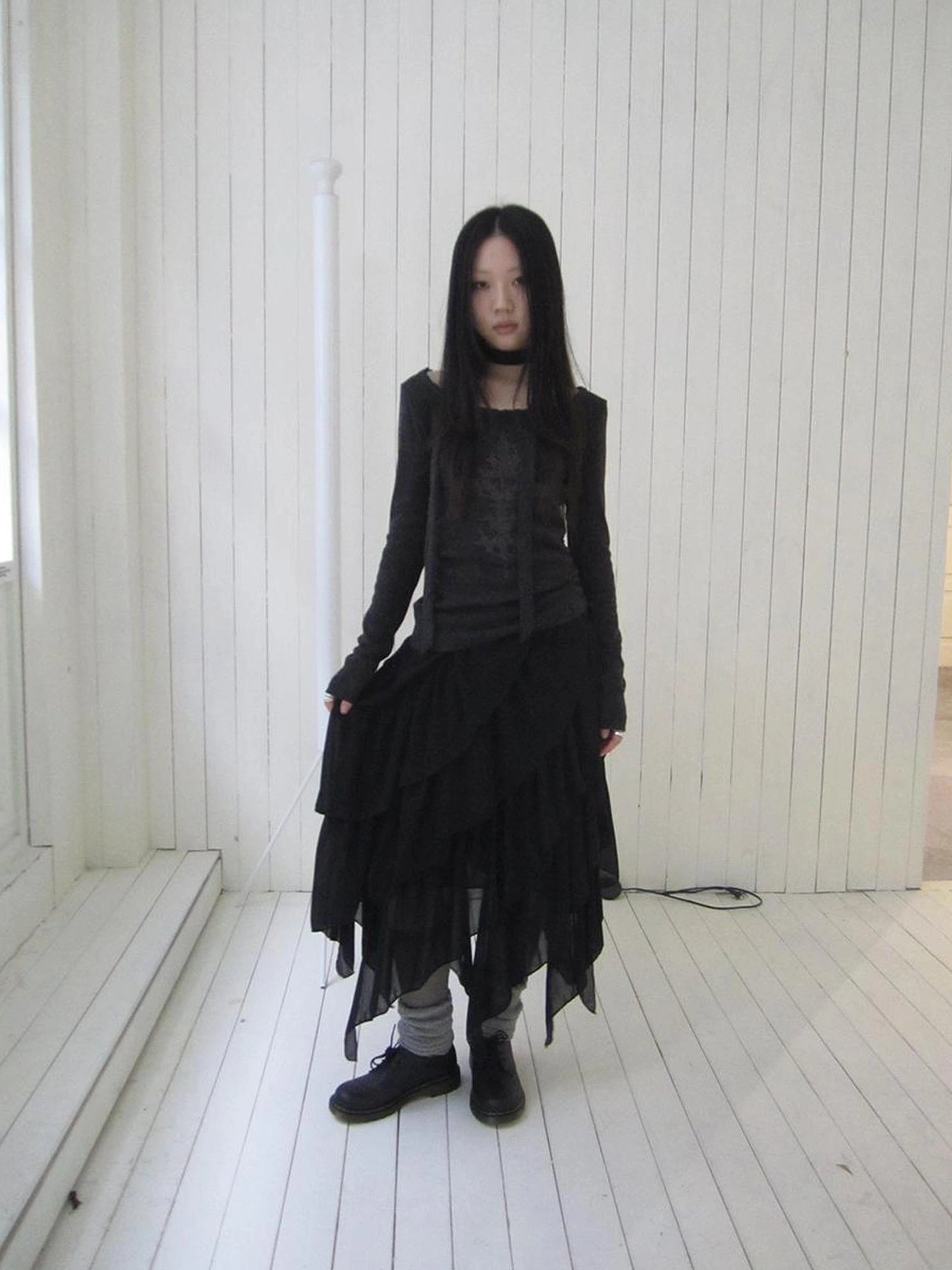 ang project Asymmetrical Chiffon A Line Skirt Skirt