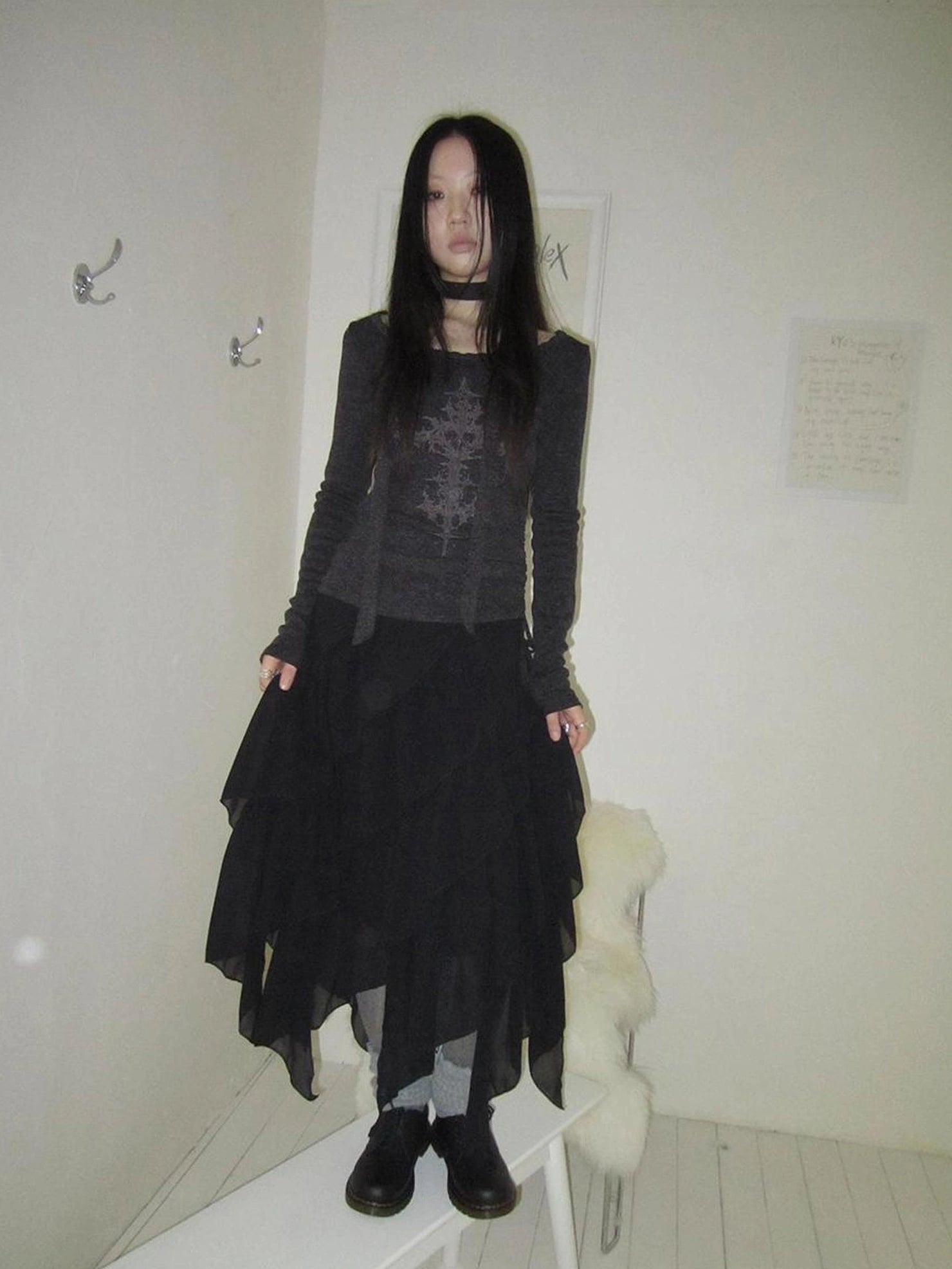 ang project Asymmetrical Chiffon A Line Skirt Skirt