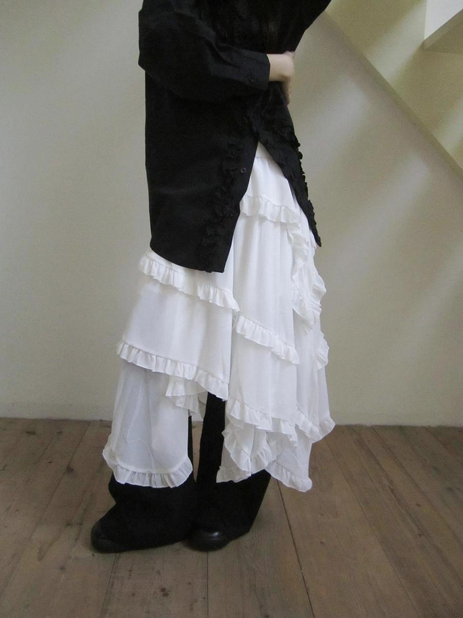 ang project Asymmetrical Hem Ruffle Waistband Skirt