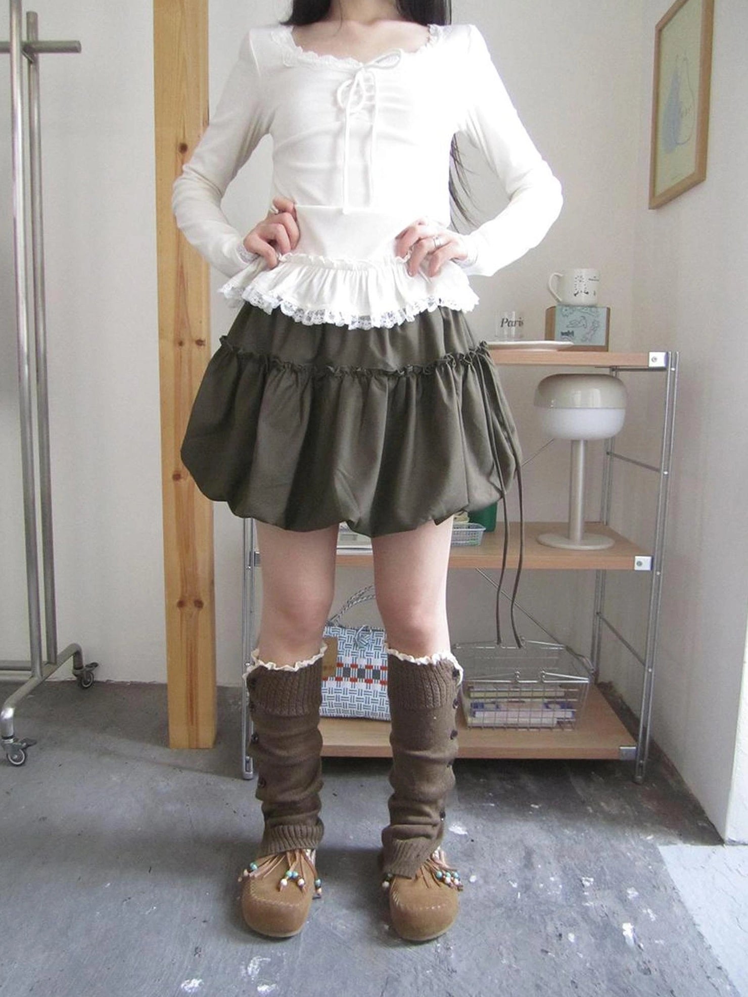 ang project Autumn Ruffle Tie Waist Bloom Skirt Skirt