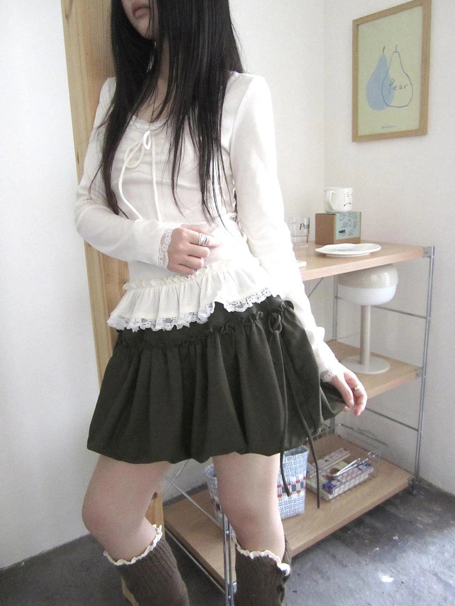 ang project Autumn Ruffle Tie Waist Bloom Skirt Skirt