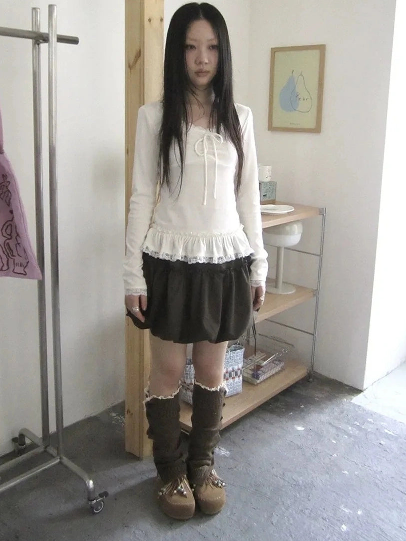 ang project Autumn Ruffle Tie Waist Bloom Skirt Skirt