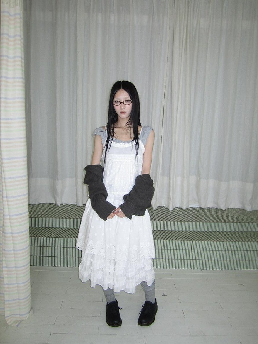 ang project Ballet Embroidered Pleated Cutout Spliced Tie Waist Women&