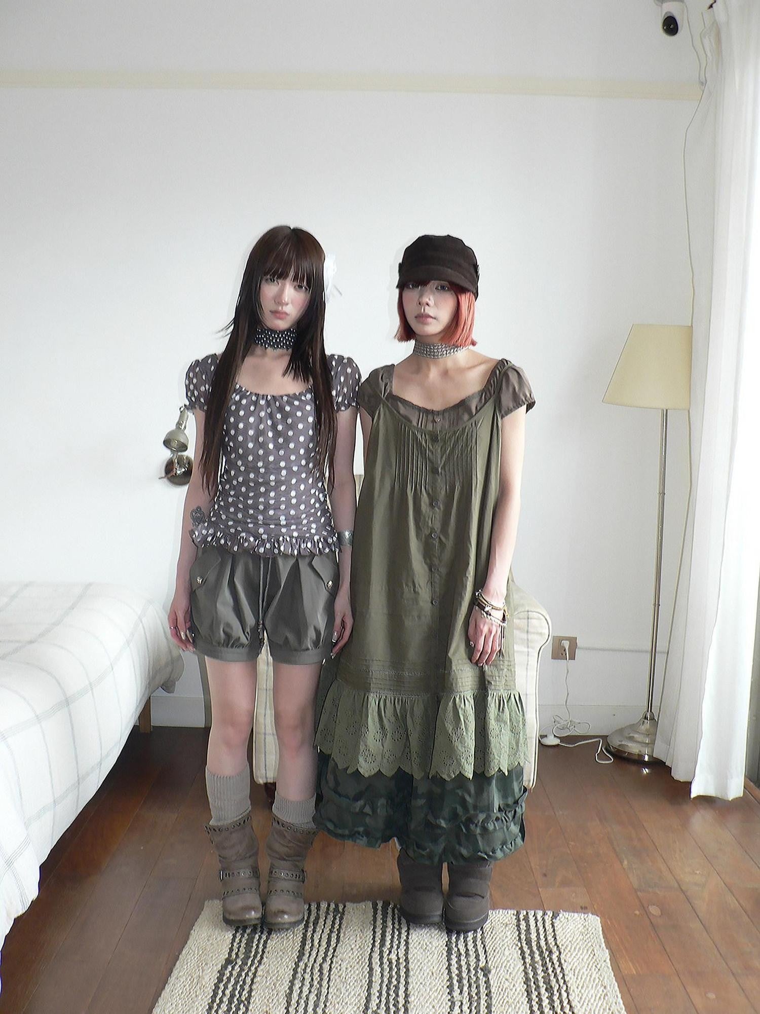 ang project Botanical Pleated Single Row Button Cutout Lace Layered Women&