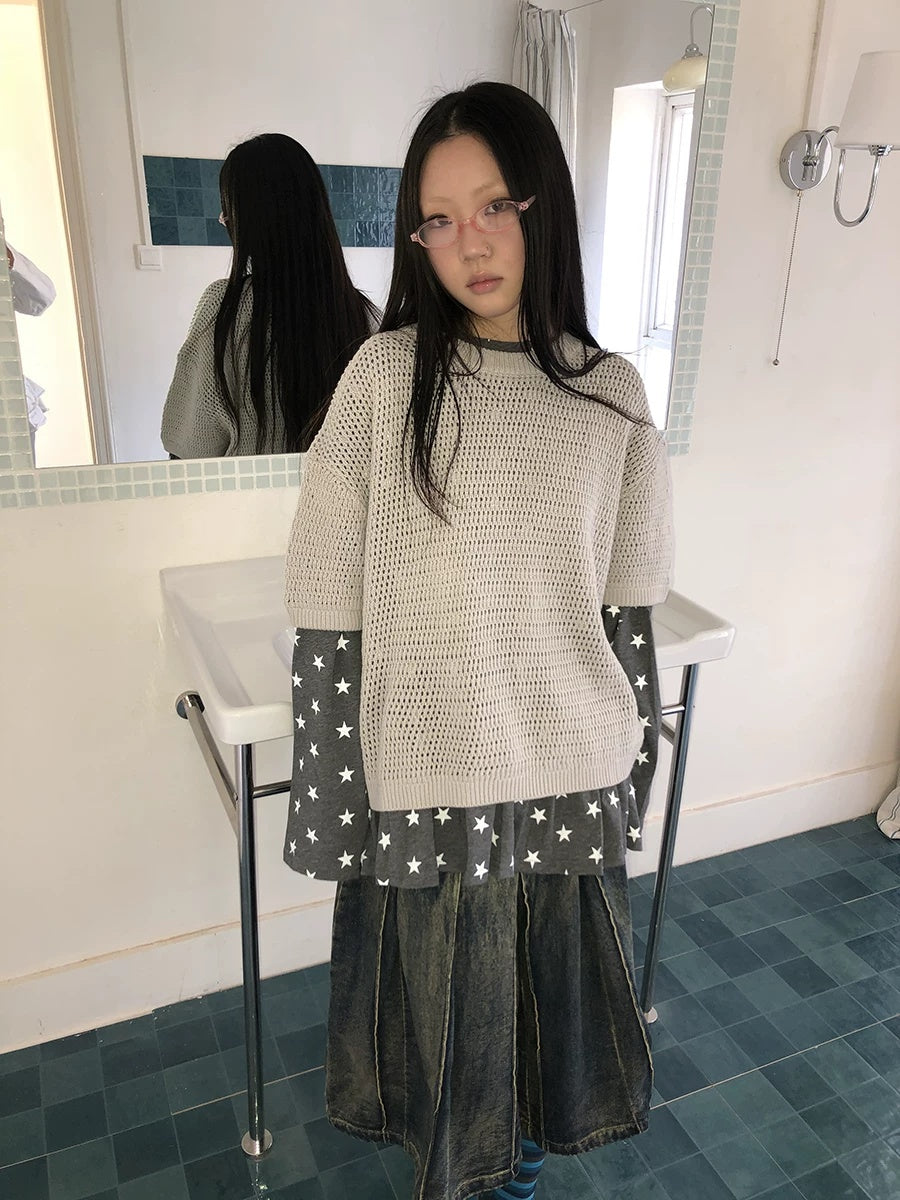 ang project Breathable Cutout Commuter Loose Fit Women Casual Solid One Size T-Shirt