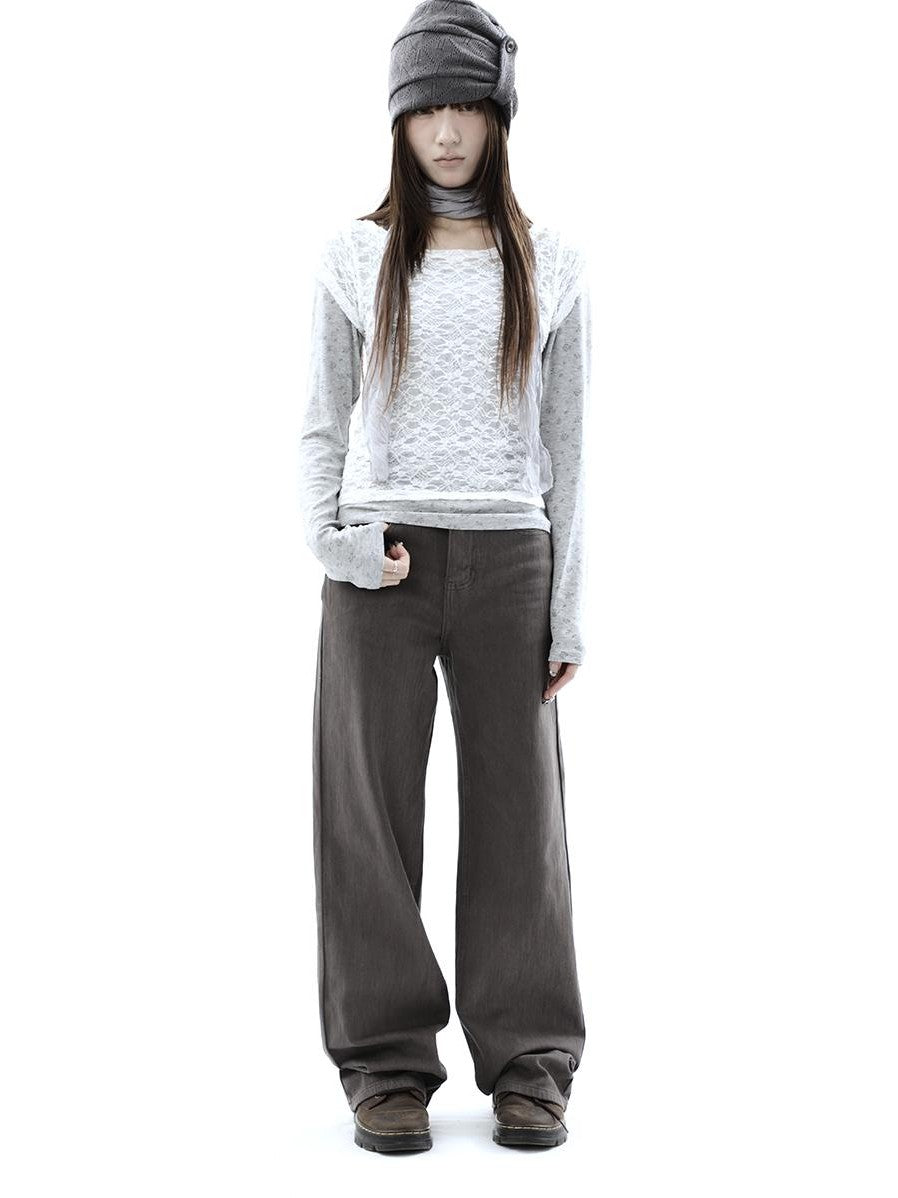 ang project Charcoal Washed Distressed High Waist Relaxed Women&