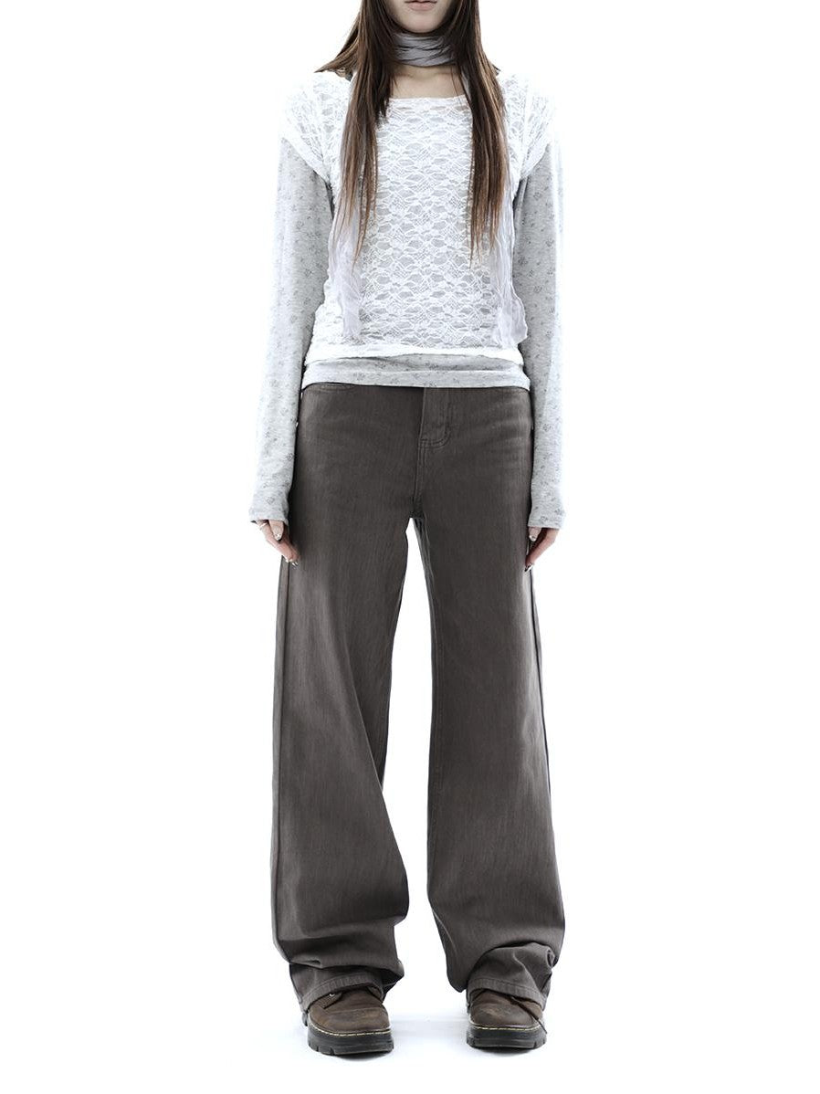 ang project Charcoal Washed Distressed High Waist Relaxed Women&