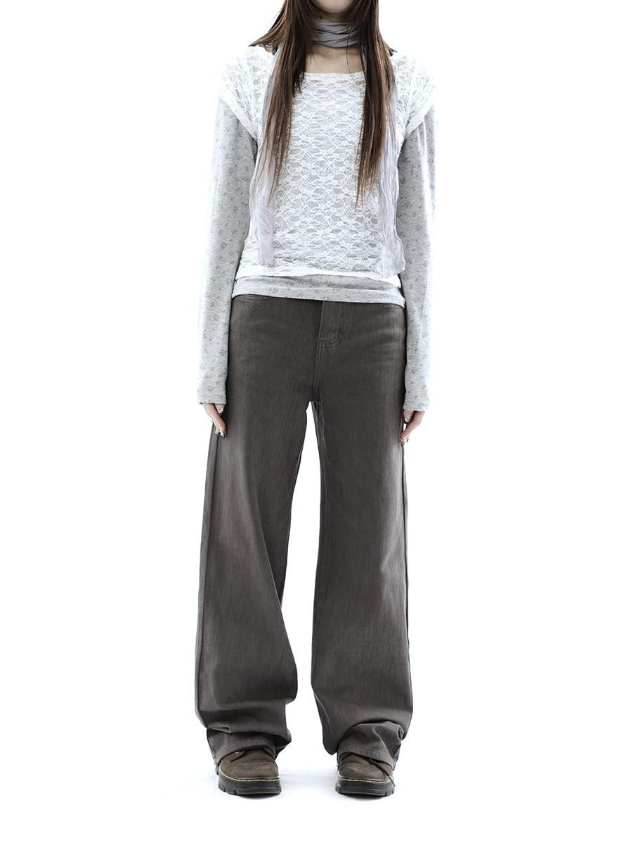 ang project Charcoal Washed Distressed High Waist Relaxed Women&