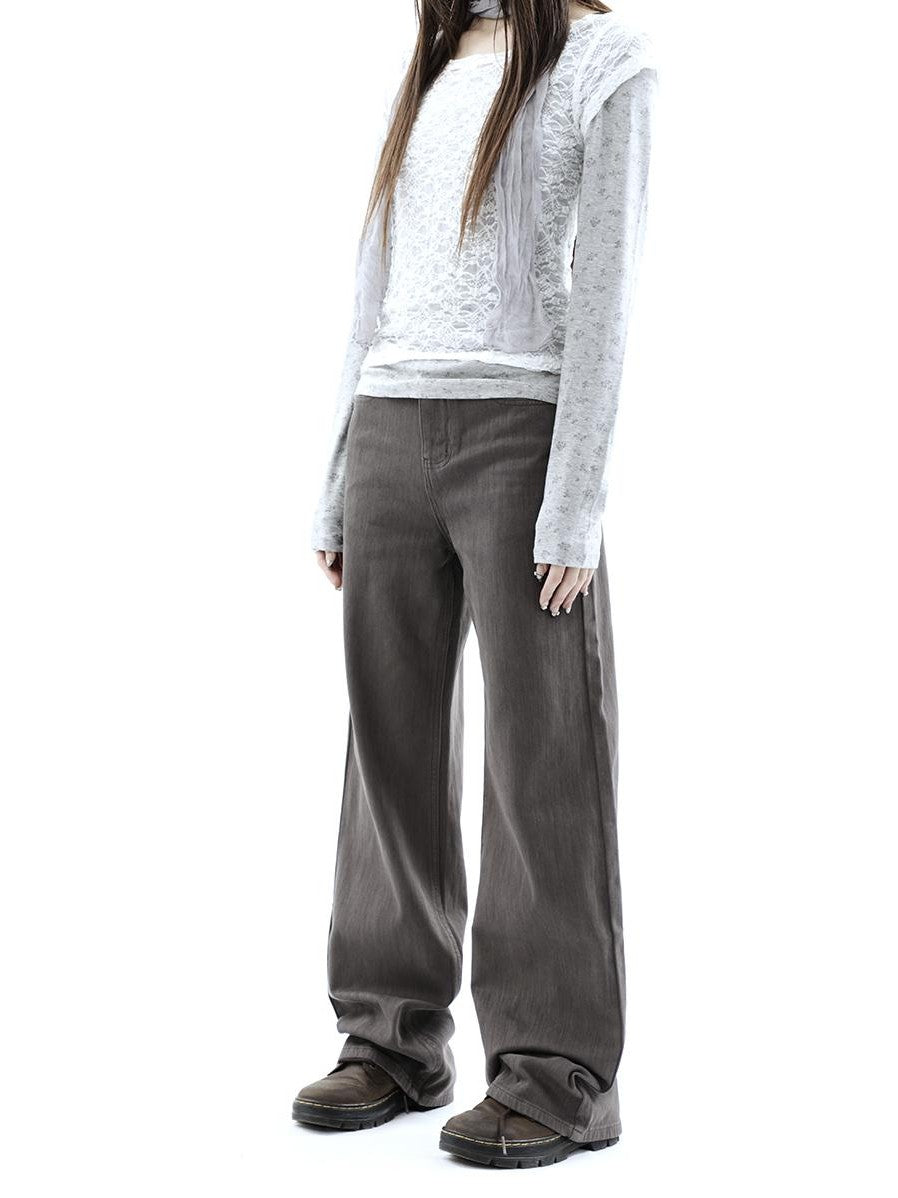 ang project Charcoal Washed Distressed High Waist Relaxed Women&