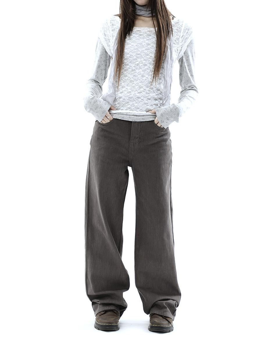 ang project Charcoal Washed Distressed High Waist Relaxed Women&