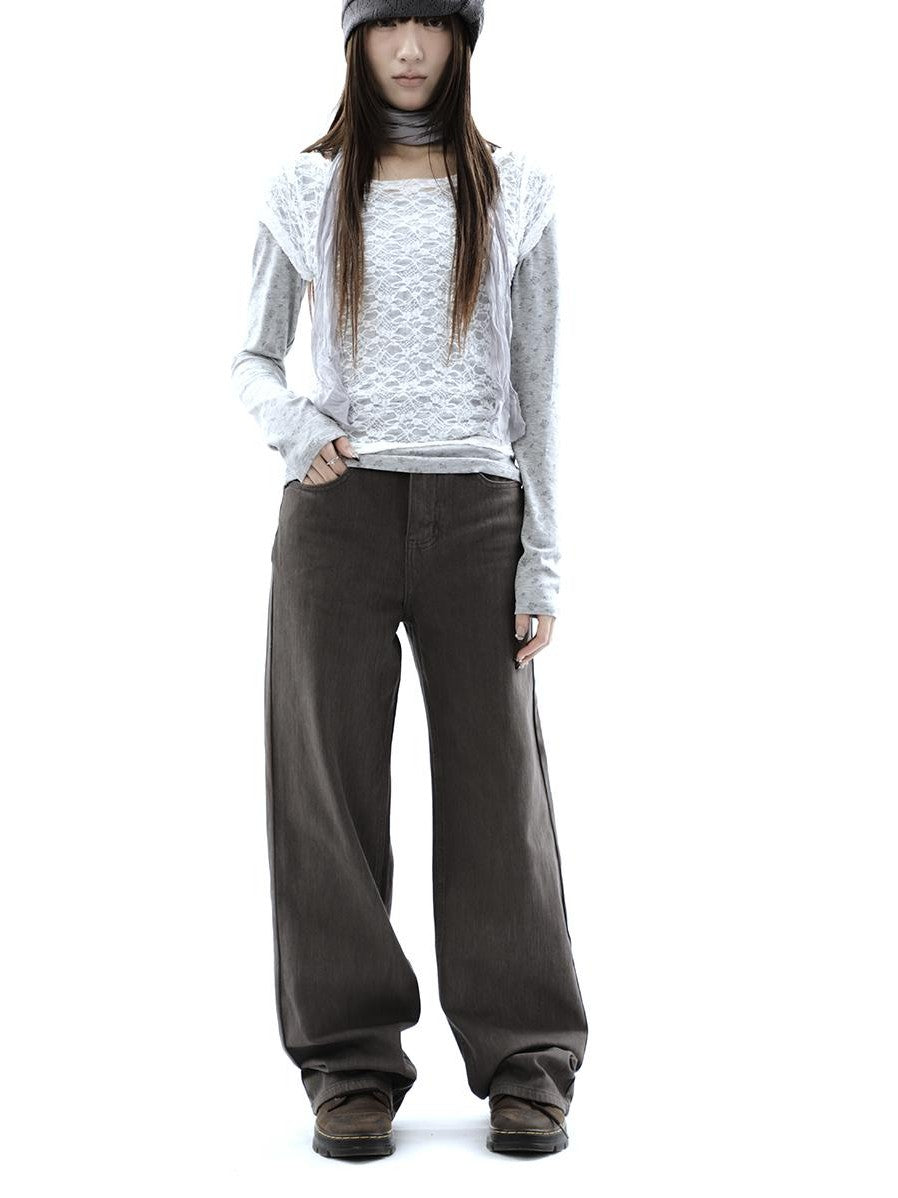 ang project Charcoal Washed Distressed High Waist Relaxed Women&