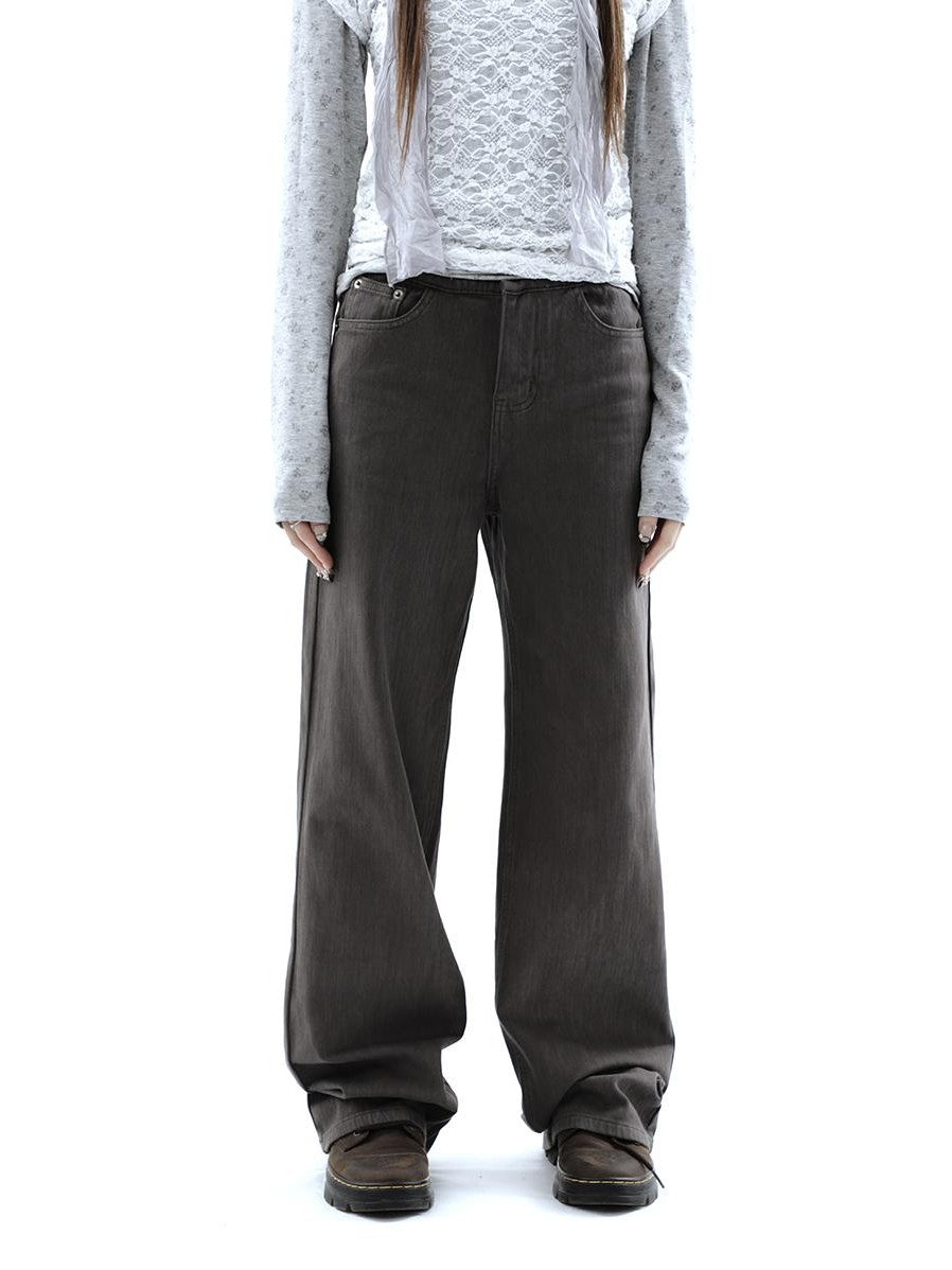 ang project Charcoal Washed Distressed High Waist Relaxed Women&