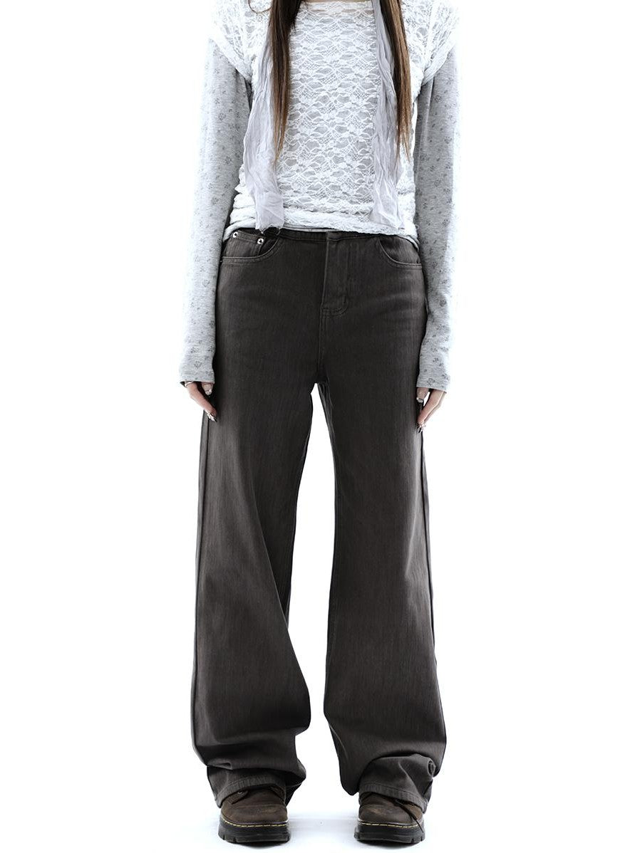 ang project Charcoal Washed Distressed High Waist Relaxed Women&